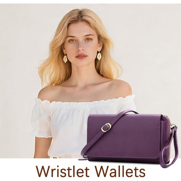 Women’s 13-purple Leather Imported Zipper Purses Crossbody Bag - Picture 7 of 7